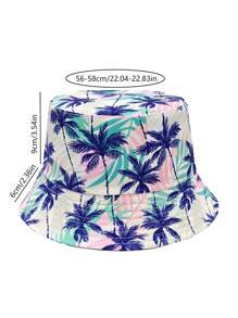 Cappello a secchiello stampato con albero di cocco su entrambi i lati, cappello da sole casual da esterno con protezione, adatto per uomo e donna, ideale per viaggi e vacanze
