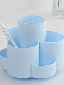 Organizador de Mesa Multi Divisórias Redondo Flor Giratório Porta Caneta Lápis Treco Multifuncional