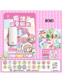 1 Set Of 200 Pcs Cute Cartoon Stamp Stickers, For Magic Sealing And DIY Decoration, Perfect For Rewards And Decoration,School Supplies,Back To School