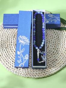 1pc 33pcs 10mm Glass Bead Tasbih (Prayer Beads), Handmade Bracelet, Fashionable Minimalist Islamic Prayer Beads, Comes In Stylish Blue Gift Box (Multiple Colors)