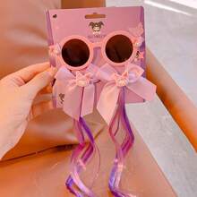 Sanrio 3pcs Sanrio Cartoon Hair Clip Sunglasses Hair Clip Set Sweet Bubble Wig Braid Cute Round Frame Sunglasses UV Blocking Party Hair Accessories Sunglasses Set