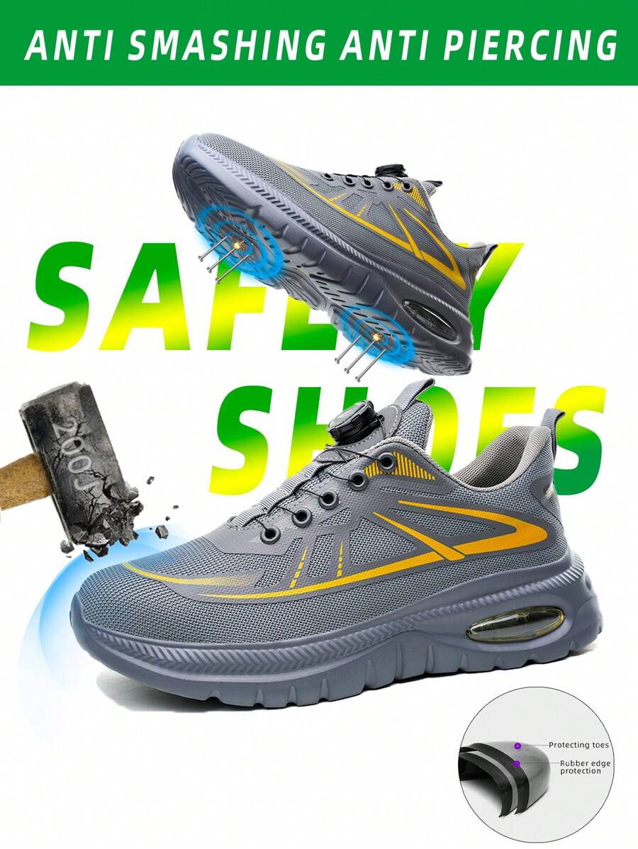 Zapatos de trabajo para hombres con puntera de acero, resistentes al impacto, anti-perforación, resistentes al desgaste, suela antideslizante, cómodos y ligeros, aptos para actividades al aire libre y seguridad