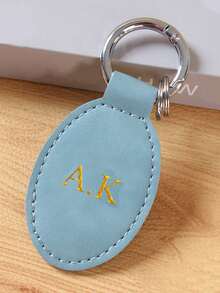 Personalized Custom Name Oval Faux Leather Lady Keychain Vintage Customized Letters Key Accessories New Simple Unisex Keyrings