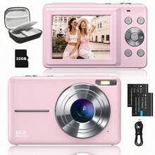 Digital Camera+Carrying & Protective Case Set, FHD 1080P 44MP Digital Point And Shoot Camera With 2 Rechargeable Batteries,32GB Memory Card+Carrying & Protective Case,Compact Small Camera For Boys Girls Beginners