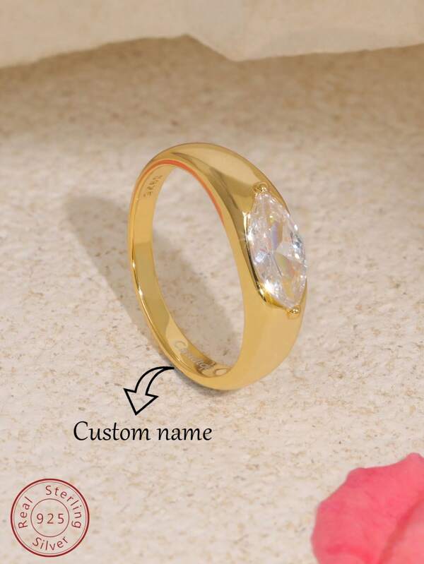 1pc S925 Sterling Silver Ring, Customized Creative Carving Design Wedding Band, Women Jewelry Gift For Engagement, Daily Use, Birthday, Anniversary, Mother's Day
