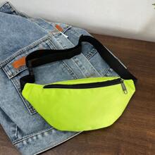 1pc Fashionable Women Waist Bag/Chest Bag With Invisible Zipper, Solid Color & Waterproof Nylon Material For Holding Coins And Small Items Men Zip Front Waist Bag Chest Bag Fanny Pack Crossbody Bag Sling Bag For Travel Work Sport Essentials Belt Bag For Men