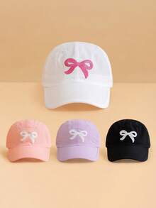 1 件儿童蝴蝶结刺绣棒球帽，时尚百搭速干棒球帽适合儿童节、礼物、日常穿着、旅行 - 彩色 - 查看 1