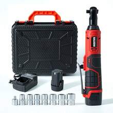 16.8V, 50N.M, 40 Ft-Lbs Torque, 3/8", BALKONI Cordless Electric Ratchet Wrench Set, Power Ratchet Wrench Tool Kit With 2 Packs Of Long Life 2.0 Ah Li-Ion Battery, A Charger And 7 Sockets Included - 1 Battery Set - View 10