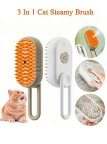 1 Pieza Peine vaporizador y masaje para mascotas, limpiador de pelo flotante para gatos y perros, sin necesidad de bañar, peine vaporizador de masaje sin enjuague, cepillo de un solo toque, carga USB, adecuado para gatos y perros, herramientas de cuidado diario, herramientas portátiles de acicalado de pelaje