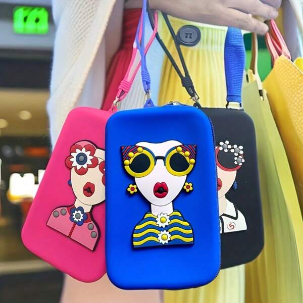 Goddess Print Silicone Cosmetic Bag, Portable Versatile Coin & Key Organizer, Minimalist Travel Pouch,For Holiday Beach, Bathroom Collection, Bedroom Collection, Large Capacity