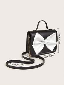 1pc Cute & Elegant Small Square Bow Handbag, Versatile Shoulder Bag For Girl - Handbag - View 7