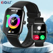 EIGIIS 1 Stück Unisex Smartwatch (Anrufe tätigen/annehmen), 1,9" HD voll berührungsempfindlicher quadratischer Bildschirm, robuste Sportuhr, kompatibel mit Android, 230 mAh wasserdichter Fitness-Tracker mit Schlafüberwachung und Schrittzähler