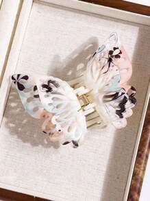 1pc (Random Style) 3-Layer Butterfly Hair Clip, Exquisite Ditsy Floral Butterfly Hair Clip, Elegant Hair Accessory Summer