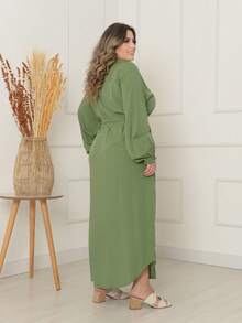 Long Chamise Dress With Buttons Plus Size