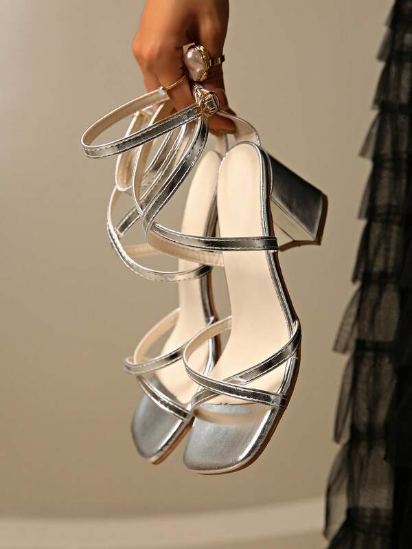 Damen elegante, avantgardistische Resort-Stil Party-Sandaletten mit Plateauabsatz, Kunstleder mit metallisch-schlangenhauter Struktur, Kreuzband-Schnallenverschluss, Peeptoe, geeignet für Hochzeit, Party, Sommer-Outdoor-Tragen