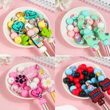4 Styles Cute Cartoon Silicone Slider Beads And Pendants, Suitable For Summer Travel DIY Accessories, Indoor DIY Beaded Pen Decor, Mother's Day Or School Festival Gifts