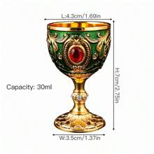 1pc European Vintage Faux Gemstone Metal Goblet, Suitable For Wedding Anniversary, Drinking Red Wine, White Wine, Champagne, Wine, Spirits