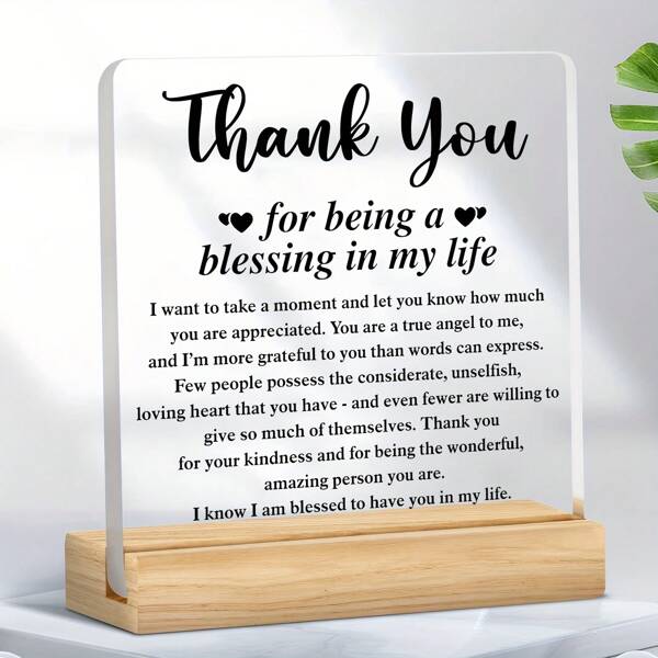 1pc, Thank You For Being A Blessing In My Life, A Desktop Decoration For Ladies, Men, And Women Colleagues, Suitable For Homes, Offices, Bedrooms, Cafes, Ideal Birthday Gifts, Housewarming Gifts, Holiday Gifts