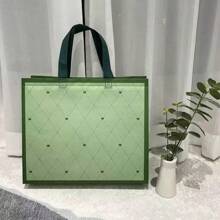 12pcs/Green Heart Covered Non-Woven Handbag, Simple And Atmospheric Shopping Bag, Gift Bag Summer Cooling,Beach,Travel