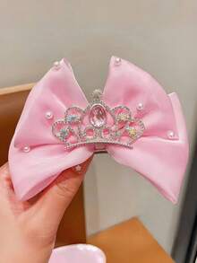 1pc Teen Pearl & Gem Stone Princess Crown Hair Clip, Cute & Sweet Hair Accessory For School, Travel, Vacation, Everyday Use - One Size Fits All - View 10