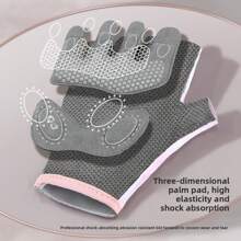 AD 1 Pair Women's Fingerless Workout, Fitness, Cycling, Motorcycle Riding Gloves, Anti-Slip Cushioned Design For Gym, Dumbbell, Yoga Training