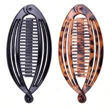 1 Haarspange mit Leopardenmuster und schwarzer kralliger Form: Bananen-Spange, Schildkrötenschalen-Spange, Bohnenspange, Pferdeschwanz-Spange, geeignet für tägliches Haarstyling Haarspangen