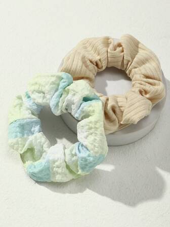 2 件女士时尚清新碎花发圈，发髻固定发圈，时尚发饰适合春夏季日常佩戴