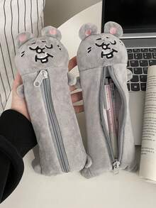 1 件可爱灰色老鼠铅笔盒、卡通可爱女孩铅笔文具袋、青少年学校用品、大学生桌面收纳袋、便携式收纳袋、多功能收纳袋，可容纳书写工具、尺子、橡皮擦等，返校、学校用品、铅笔袋、书包 - 彩色 - 查看 2