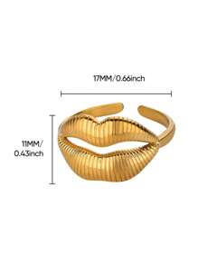 Anel de lábio chique para mulheres e meninas, banhado a ouro 18K, anel ajustável de aço inoxidável, joia engraçada, presente de amor