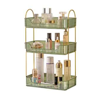 Organizador de bandejas de tocador para encimera para almacenamiento de cosméticos, artículos de tocador, lociones, perfumes en el baño
