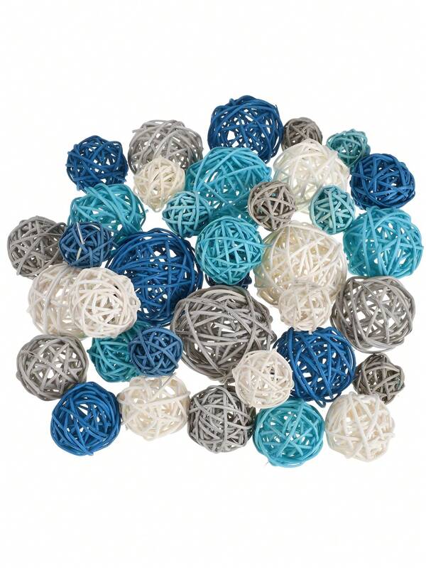 12pcs Ocean Series Vase Filler Rattan Balls Decorative For Craft, Party, Wedding Table Decoration, Aromatherapy Accessories Rattan Balls Decorative Vase Fillers, Wicker Rattan Balls, Decorative Wicker Rattan Balls