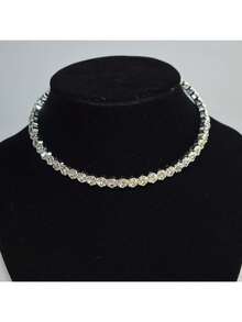 Large Crystal Rhinestone Necklace Collar Clavicle Chain, Fashion Jewelry For Women - Silver - View 1