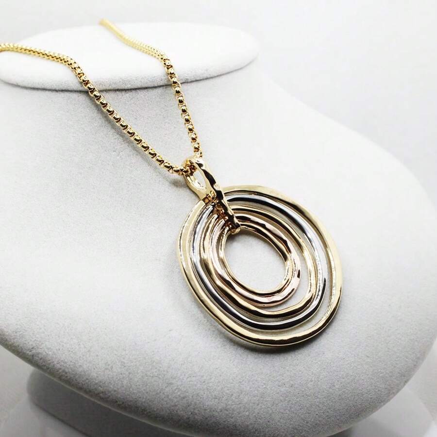 1pc Geometric Patchwork Design Fashion Creative Pendant Necklace