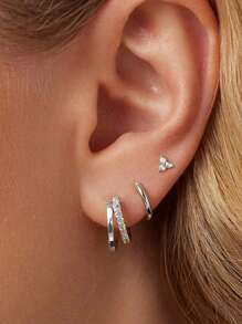 3Pcs Silver Earrings Sterling Silver Jewelry Flower Earring For Women Vintage Stud Earring Piercing Gift For Mom Bridal Jewelry Fine Jewelry