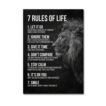 1 pezzo Tela stampata con dipinto di un leone, citazione motivazionale, poster animale ispiratore e positivo per decorazione d'ufficio o casa, senza cornice