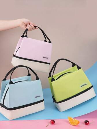 1pc Dopamine Color Blocked Outdoor Portable Insulated Bag, Simple And Fashionable, Portable Lunch Box Storage Bag, Portable Lunch Box Insulated Bag, Back To School1pc Dopamine Color Blocked Outdoor Portable Insulated Bag, Simple And Fashionable, Portable Lunch Box Storage Bag, Portable Lunch Box Insulated Bag1pc Dopamine Color Blocked Outdoor Portable Insulated Bag, Simple And Fashionable, Portable Lunch Box Storage Bag, Portable Lunch Box Insulated Bag, Back To School