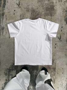 Portrait  Printing (220g Pure Cotton T-Shirt) Cotton T-Shirt - Soft, Breathable, 100% Pure Cotton Fabric - Comfortable And Energetic Summer Street Style Short Sleeved T-Shirt, Cool Design Retro Summer Men's Daily Wear T-Shirt - trắng - Xem 3