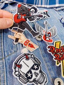 Set de 2/6 piezas de parches bordados de calavera y guitarra rock de estilo punk para música callejera, para planchar o coser en ropa, accesorios, mochilas, vaqueros, chaquetas, camisetas, gorras, vestidos, etc.