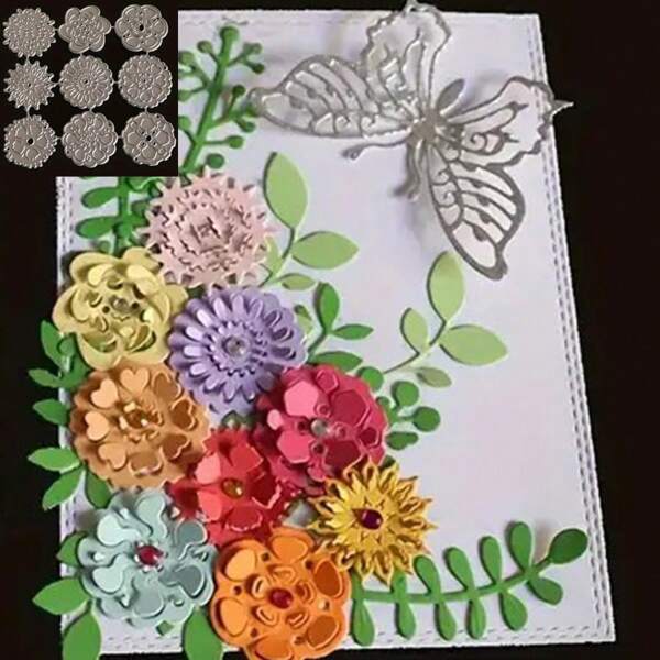 WUPARRSS [ 9 Types Of Flower Metal Knife Molds ] Carbon Steel Embossed Cutting Molds | Multi Flower Creative Set | Suitable For All Scenarios Of Scrapbooks/Albums/Cards | Handmade Flower Hot Products