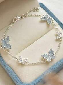 Exquisite Luxurious Blue Butterfly Crystal Bracelet For Women, Summer 2024 New Fashion Jewelry