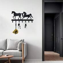 1 Pc Wall Decoration Hanging Hook, Double Horse Head Wall Hanging Hook Art Decor - Key Hook Rack - Clothes Hat Rack And Backpack Hook - Suitable For Storage, Living Room, Corridor, Office Warm Home Decor