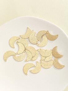 22pcs Textured Double Hole Moon Copper Material Findings For Earrings DIY Assembly - Brass - View 1