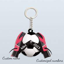 1pc Customized Acrylic Football Sports Design Keychain, Fashion Gift For Sports Fan, Friend, Lover, Family, Daily, Memorial, Holiday, Father's Day Gift