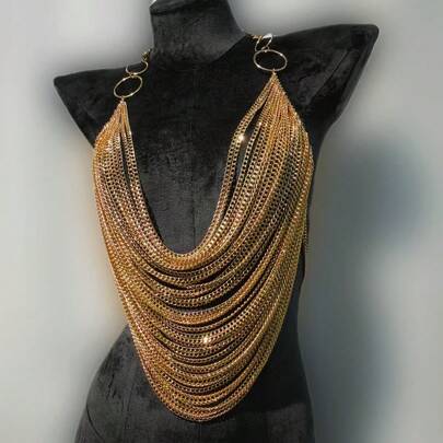 1pc Unisex Fringed Chain Punk Sexy Body Chain, Suitable For Parties, Christmas, EDC, Fashion Show Costume