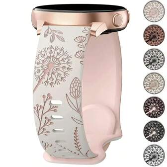 1pc Silicone Strap Compatible With Samsung Galaxy Watch 4/5/6/7 40mm 44mm 5 Pro 45mm, Two-Tone Dandelion Band Compatible With Galaxy Watch 6/4 Classic