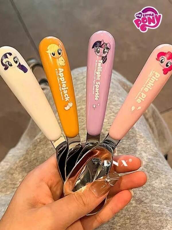 MY LITTLE PONY 1pc My Little Pony Stainless Steel Twilight Sparkle, Rainbow Dash, Pinkie Pie Character Spoon, Cute Cartoon Snack Spoon, Practical Tableware, Portable For Family And Friends