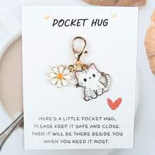 1 套优雅迷人的猫和雏菊钥匙扣 - 女士时尚配饰，动物和花卉主题设计，创意手机壳吊饰，适用于背包和汽车钥匙，传达温暖和意义，也是日常友谊的绝佳小礼物 - 彩色 - 查看 20