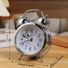 1pc 3-Inch Vintage Style Silent Alarm Clock With Night Light And Handle, Suitable For Sleepers, Adults, Students, Desk, Dorm, Bedroom, Cartoon Design, Battery Powered (Battery Not Included), Mother's Day Gift