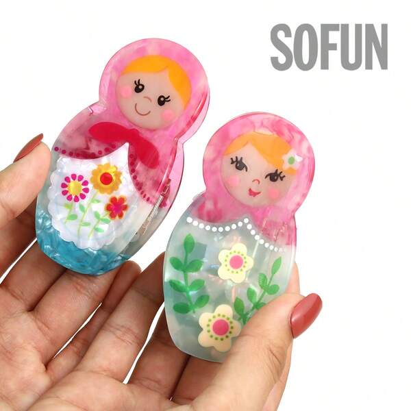 1 Pc Cute Matryoshka Doll Acrylic Non-Slip Elegant Hair Clip For Women Summer Hair Claws Claw Clips Hair Clips Hair Jaw Clip Hair Clamps Hair Clutch Hair Claw Clip Fall Winter Hair Accessories For Women For Vacation Outfits Woman