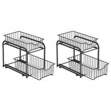 SONGMICS Organizador de Cocina, Estantería de 2 Niveles Extraíbles para Armario, Organizador Apilable bajo el Fregadero con Cajones, para Cocina, Baño, Negro, 2 x Organizador de cocina - Negro - Ver 7
